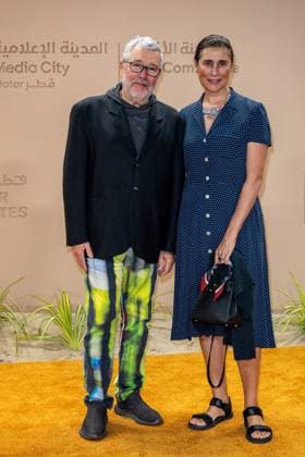 Opening of Doha Film Festival - Doha Philippe Starck and wife Jasmine arrive to the opening ceremony of Doha Film Festival 2025, at Katara cultural village, in Doha, Qatar, on November 20, 2025. Photo by Ammar Abd Rabbo ABACAPRESS.COM Doha Qatar  Copyright: xAbdxRabboxAmmar ABACAx