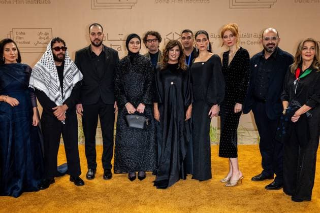 Opening of Doha Film Festival - Doha Film team of ‘Voice of Hind Rajab’, around director Kaouther Ben Hania arrive to the opening ceremony of Doha Film Festival 2025, at Katara cultural village, in Doha, Qatar, on November 20, 2025. Photo by Ammar Abd Rabbo ABACAPRESS.COM Doha Qatar  Copyright: xAbdxRabboxAmmar ABACAx