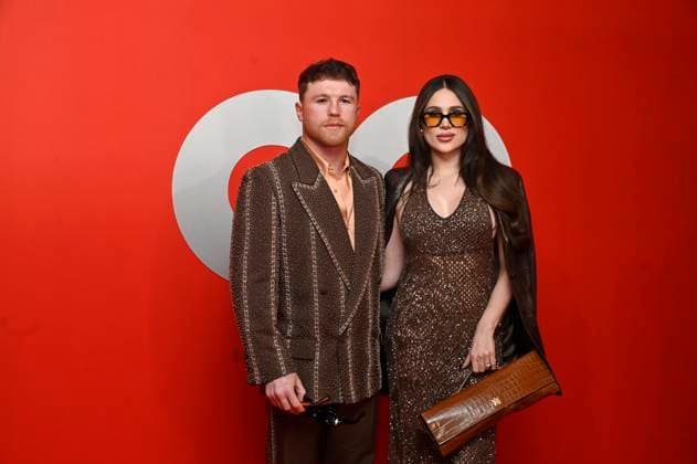 November 20, 2025, Mexico City, Ciudad de Mexico, Mexico: Saul Alvarez and his wife Fernanda Gomez attend the red carpet for 2025 GQ Men of the Year Awards at Hotel Reforma. on November 20, 2025 in Mexico City, Mexico. Mexico City Mexico - ZUMAe321 20251120_zea_e321_234 Copyright: xCarlosxTischlerx