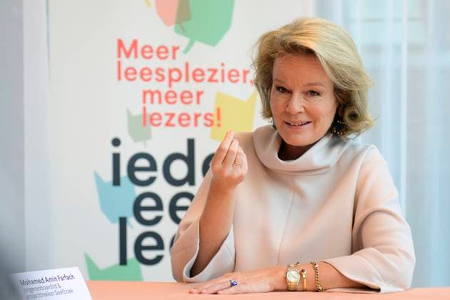 Queen Mathilde Visits The Kubus Youth Library ANTWERPEN, BELGIUM - NOVEMBER 21: Queen Mathilde of Belgium pictured visiting the Kubus Youth Library during the Reading Aloud Week on November 21, 2025 in Antwerpen, Belgium, 21 11 2025 Antwerpen Belgium  Copyright: xPhilipxReynaersx