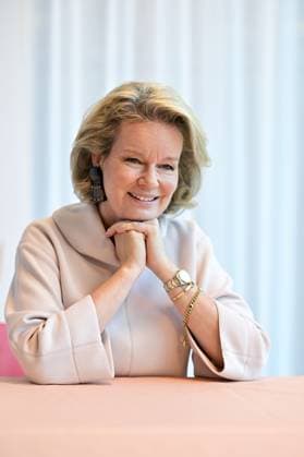 Queen Mathilde of Belgium pictured during a royal visit to the Kubus youth library in Antwerp, as part of Read Aloud Week (November 22-30), on Friday 21 November 2025. The Kubus offers young people aged 15 to 26 a space for reading, meeting, exchanging ideas and creating.  DIRKxWAEM 143188557