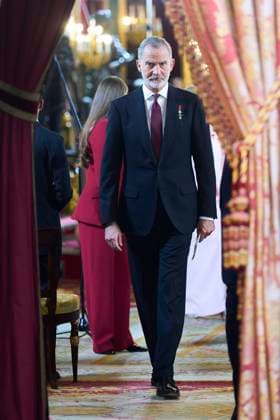 21-11-2025 Collar King Felipe and Queen Letizia and Princess Leonor and Princess Sofia attended the presentation of the Order of the Golden Fleece, Collar de la Insgigne Orden del Toison de Oro a su, at the royal palace in Madrid. No Spain Â  Copyright: xPPEx