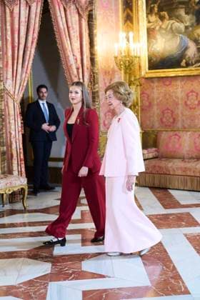 Spanish King Felipe VI and Letizia with Princess of Asturias Leonor de Borbon , Princess Sofia de Borbon and Queen Sofia of Greece attending the imposition of the necklace of the Order Golden Fleece Toison de Oro in Madrid Cordon Press 