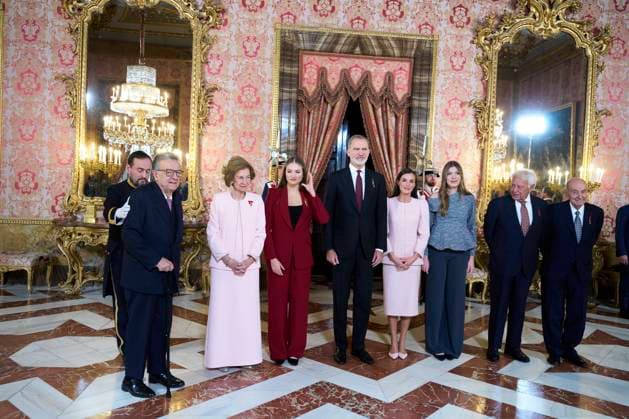Spanish King Felipe VI and Letizia with Princess of Asturias Leonor de Borbon , Princess Sofia de Borbon and Queen Sofia of Greece attending the imposition of the necklace of the Order Golden Fleece Toison de Oro in Madrid Cordon Press 