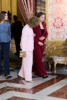 Spanish King Felipe VI and Letizia with Princess of Asturias Leonor de Borbon , Princess Sofia de Borbon and Queen Sofia of Greece attending the imposition of the necklace of the Order Golden Fleece Toison de Oro in Madrid Cordon Press 