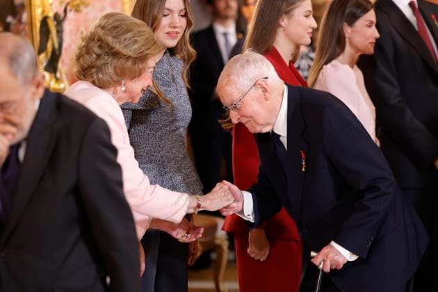 Spanish King Felipe VI and Letizia with Princess of Asturias Leonor de Borbon , Princess Sofia de Borbon and Queen Sofia of Greece attending the imposition of the necklace of the Order Golden Fleece Toison de Oro in Madrid Cordon Press  JesusxBriones