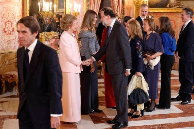 Spanish King Felipe VI and Letizia with Princess of Asturias Leonor de Borbon , Princess Sofia de Borbon and Queen Sofia of Greece attending the imposition of the necklace of the Order Golden Fleece Toison de Oro in Madrid Cordon Press  JesusxBriones