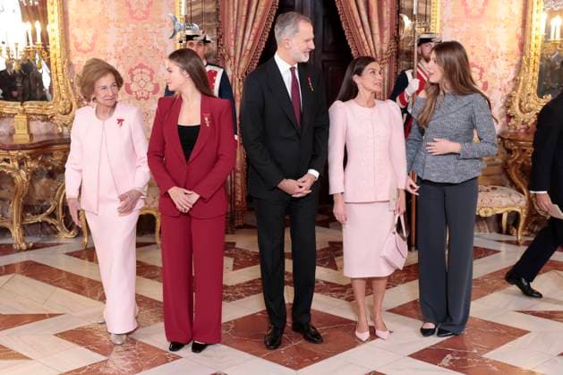 Spanish King Felipe VI and Letizia with Princess of Asturias Leonor de Borbon , Princess Sofia de Borbon and Queen Sofia of Greece attending the imposition of the necklace of the Order Golden Fleece Toison de Oro in Madrid Cordon Press  JesusxBriones