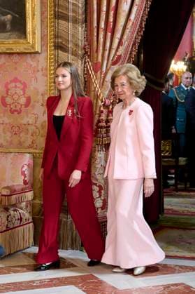 Spanish King Felipe VI and Letizia with Princess of Asturias Leonor de Borbon , Princess Sofia de Borbon and Queen Sofia of Greece attending the imposition of the necklace of the Order Golden Fleece Toison de Oro in Madrid Cordon Press 