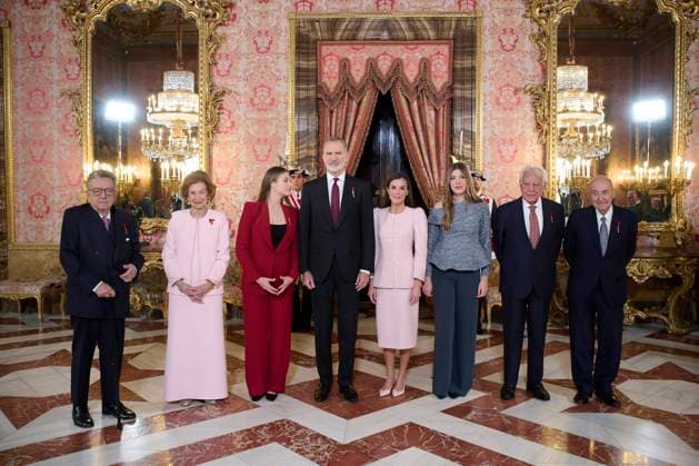 Spanish King Felipe VI and Letizia with Princess of Asturias Leonor de Borbon , Princess Sofia de Borbon and Queen Sofia of Greece attending the imposition of the necklace of the Order Golden Fleece Toison de Oro in Madrid Cordon Press 