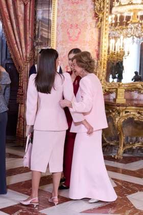 Spanish King Felipe VI and Letizia with Princess of Asturias Leonor de Borbon , Princess Sofia de Borbon and Queen Sofia of Greece attending the imposition of the necklace of the Order Golden Fleece Toison de Oro in Madrid Cordon Press  miguelcordoba