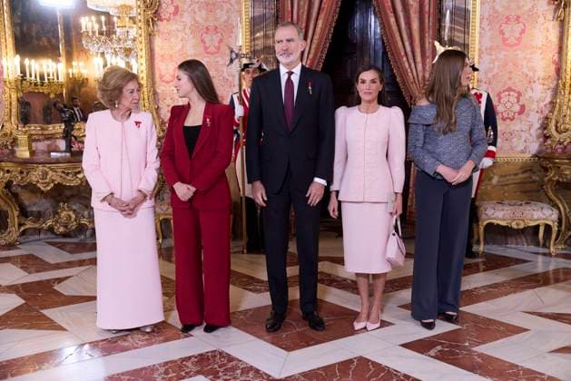 Spanish King Felipe VI and Letizia with Princess of Asturias Leonor de Borbon , Princess Sofia de Borbon and Queen Sofia of Greece attending the imposition of the necklace of the Order Golden Fleece Toison de Oro in Madrid Cordon Press  miguelcordoba