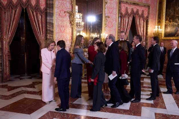 Spanish King Felipe VI and Letizia with Princess of Asturias Leonor de Borbon , Princess Sofia de Borbon and Queen Sofia of Greece attending the imposition of the necklace of the Order Golden Fleece Toison de Oro in Madrid Cordon Press  miguelcordoba