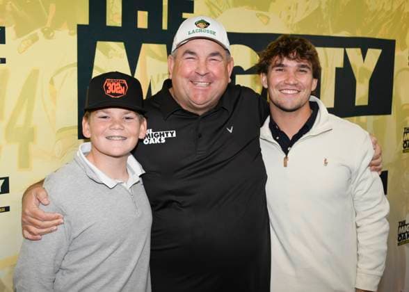 November 20, 2025, Westwood, California, USA: Actor HUDSON LEDWITH, Producer BRAD LEDWITH, Actor BEN LEDWITH attend the Los Angeles red carpet premiere of The Mighty Oaks Premiere. Westwood USA - ZUMAb173 20251120_aap_b173_005 Copyright: xBillyxBennightx