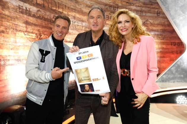 Jürgen Milski, guest and Sonya Kraus at the 30 RTL Spendenmarathon 2025 in Studio 8 of EMG Studios Hürth, 21 11 2025 Foto:xR.xStoffelsx xFuturexImagex spendenmarathon_5865