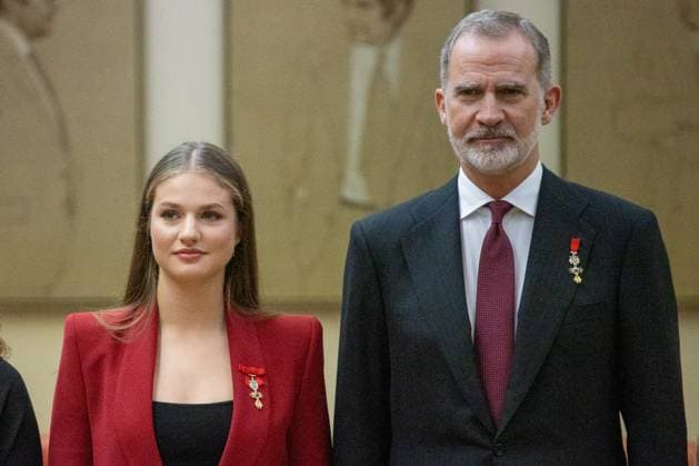 Event at the Congress: 50 Years of the Monarchy in Madrid, Spain - 21 Nov 2025 Princess Leonor and King Felipe VI seen during the colloquium 50 years later: the Crown in the transition to democracy , to commemorate the 50th anniversary of the Monarchy, in the Congress of Deputies in Madrid. Madrid Spain Copyright: xDavidxCanalesx xSOPAxImagesx DCReyesCongreso251121-10