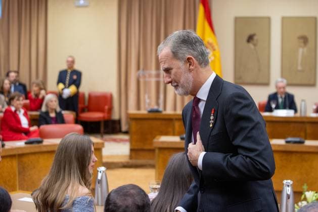 Event at the Congress: 50 Years of the Monarchy in Madrid, Spain - 21 Nov 2025 King Felipe VI is seen during the colloquium 50 years later: the Crown in the transition to democracy , to commemorate the 50th anniversary of the Monarchy, in the Congress of Deputies in Madrid. Madrid Spain Copyright: xDavidxCanalesx xSOPAxImagesx DCReyesCongreso251121-25