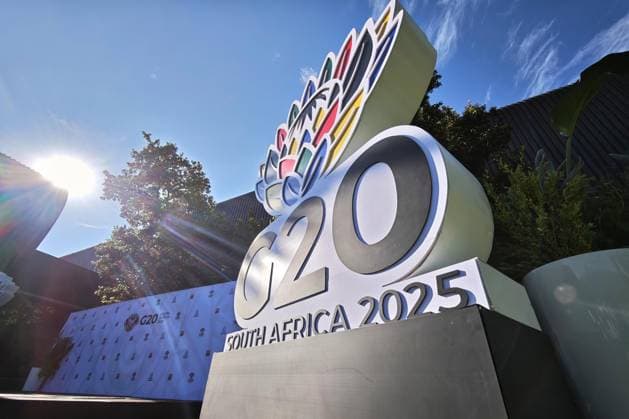 Johannesburg, Südafrika, 22.11.2025: Expo-Centre: G20-Gipfel: Logo auf dem Veranstaltungsgelände *** Johannesburg, South Africa, 22 11 2025 Expo Centre G20 Summit Logo on the event site Copyright: xdtsxNachrichtenagenturx dts_94659