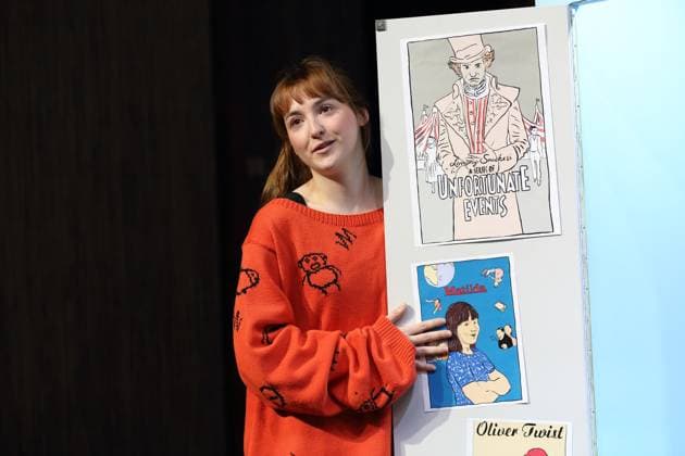 Viktoria Schreiber as Nim during the photo rehearsal for Kuckucksnest at Grips Theater im Podewil in Berlin, 21 November 2025 Play for people aged 10 and up by Nina van Tongeren Directed by Sabine Trötschel Stage and costumes by Klemens Kühn Premiere is on 26 November 2025 Grips Theater Berlin Kuckucksnest