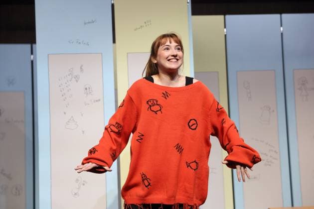 Viktoria Schreiber as Nim during the photo rehearsal for Kuckucksnest at Grips Theater im Podewil in Berlin, 21 November 2025 Play for people aged 10 and up by Nina van Tongeren Directed by Sabine Trötschel Stage and costumes by Klemens Kühn Premiere is on 26 November 2025 Grips Theater Berlin Kuckucksnest