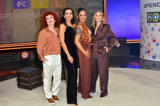 ABB No Angels, Sandy Moelling, Nadia Benaissa, Lucy Diakovska, Jessica Wahls as guests in the RTL studio at the charity for the 30th anniversary of the RTL Spendenmarathon wir helfen Kindern bei RTL Deutschland on 21 11 2025 2 donation day in Cologne Deutz NRW Germany