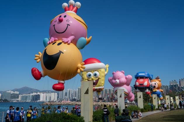 Hong Kong Balloon Parade Rehearsal Balloons seen during the Rehearsal for the Merry Ballon parade on November 22, 2025 in Hong Kong. Hong Kong will host a Ballon parade next month. (Photo by Vernon Yuen Nexpher Images) Hong Kong
