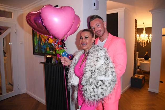 Ginger Costello Wollersheim with friend Lukas Reiter at the birthday party for Sebastian Frankes 40th birthday Die Frankes at Villa Franke in Mörfelden Walldorf on 22 11 2025
