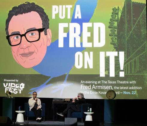 November 22, 2025, Dallas, Texas, USA : FRED ARMISEN being interviewed by BART WEISS Artistic Director at VideoFest Dallas USA - ZUMAm147 20251122_zap_m147_009 Copyright: xHossxMcBainx