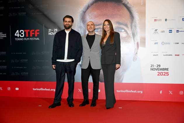 43rd Turin Film Festival 2025, Day 2 - Photocall The Protagonist. Pictured: Pierluigi Gigante, Morena Gentile, Fabrizio Benvenuto  Copyright: xMaurizioxD Avanzox xipa-agency.netx xDxAvanzo xMangiarottix IPA_Agency_IPA68286712