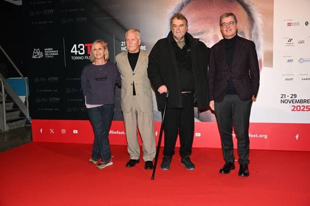 43rd Turin Film Festival 2025, Day 2 - Photocall for the film Bobò. Pictured: Maura Cosenza, Giovanni Capaldo, Pippo Del Bono, Nicola Claudio  Copyright: xMaurizioxD Avanzox xipa-agency.netx xDxAvanzo xMangiarottix IPA_Agency_IPA68288915