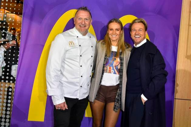 ABB Marcus Pruente Stephanie Pruente Sandro Rath at the reopening of the MC Donald branch Schnell Restaurant in Essen on 23 11 2025 NRW Germany