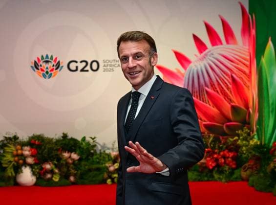 G20 Leaders Summit JOHANNESBURG, SOUTH AFRICA - NOVEMBER 23: (----EDITORIAL USE ONLY - MANDATORY CREDIT - ‘G20 SOUTH AFRICA HANDOUT - NO MARKETING NO ADVERTISING CAMPAIGNS - DISTRIBUTED AS A SERVICE TO CLIENTS----) French President Emmanuel Macron attends the closing session of the G20 Leaders Summit at the NASREC Expo Centre in Johannesburg, South Africa on November 23, 2025. G20 South Africa Handout Anadolu Johannesburg South Africa. Editorial use only. Please get in touch for any other usage.  Copyright: x2025xAnadoluxG20xSouthxAfricax xHandoutx