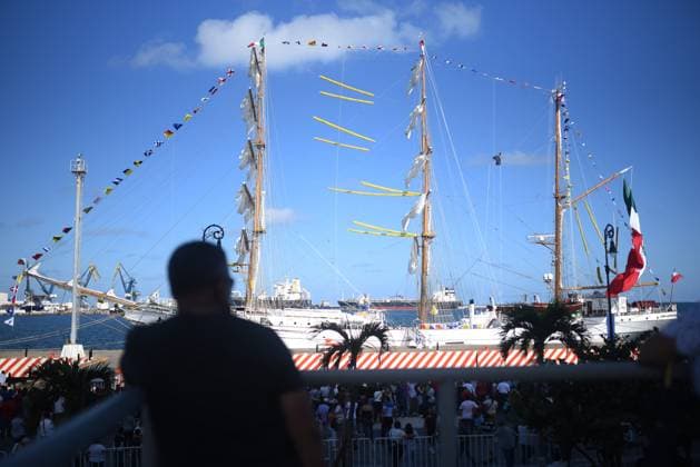 Mexican Navy’s training ship Cuauhtemoc returns to Veracruz after repairs in New York VERACRUZ, MEXICO - NOVEMBER 23: Navy personnel attend the ceremony marking the return of the Mexican Navy’s training ship Cuauhtemoc to the Port of Veracruz after repairs in New York following a recent accident, in Veracruz, Mexico on November 23, 2025. Rolando Ramos Anadolu Veracruz Mexico. Editorial use only. Please get in touch for any other usage.  Copyright: x2025xAnadoluxRolandoxRamosx