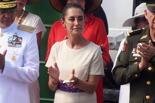 Mexican Navy’s training ship Cuauhtemoc returns to Veracruz after repairs in New York VERACRUZ, MEXICO - NOVEMBER 23: Mexican President Claudia Sheinbaum attends the ceremony marking the return of the Mexican Navy’s training ship Cuauhtemoc to the Port of Veracruz after repairs in New York following a recent accident, in Veracruz, Mexico on November 23, 2025. Rolando Ramos Anadolu Veracruz Mexico. Editorial use only. Please get in touch for any other usage.  Copyright: x2025xAnadoluxRolandoxRamosx