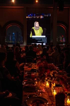 Celebs Attend Inaugural Franca Fund Gala - Doha Sheikha Al Mayassa bint Hamas Al Thani speaks during the Franca Fund Gala at the Museum of Islamic Art, in Doha, Qatar, on November 23, 2025. Photo by Balkis Press ABACAPRESS.COM Doha United Arab Emirates  Copyright: xBalkisxPress ABACAx