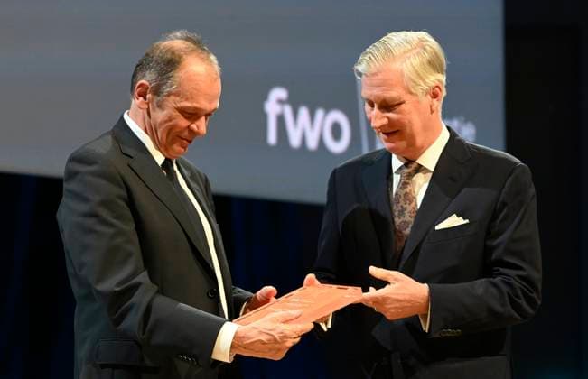 The Fund For Scientific Research Awards BRUSSELS, BELGIUM - NOVEMBER 24 : Jean-Marie Baland (UNamur) receives the prize for Social Sciences. King Philippe attends the five-yearly awards ceremony of the (National) Fund for Scientific Research (FRS-FNRS) and the Fonds Wetenschappelijk Onderzoek (FWO). These awards recognise Belgian researchers who have made a significant contribution to their field and promote the international reputation of Belgian scientific research. The disciplines covered include the humanities, social sciences, fundamental biomedical sciences, clinical biomedical sciences, fundamental exact and natural sciences, and applied sciences. The ceremony brings together representatives from the academic, scientific and institut  Copyright: xBertxVanxDenxBrouckex