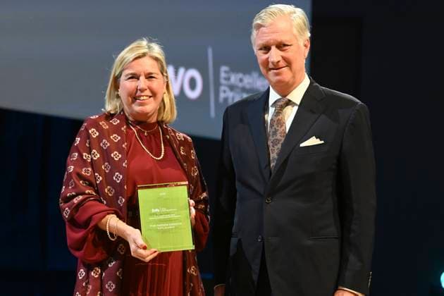 The Fund For Scientific Research Awards BRUSSELS, BELGIUM - NOVEMBER 24 : Nathalie Delzenne (UCLouvain) receives the prize for Biomedical Sciences. King Philippe attends the five-yearly awards ceremony of the (National) Fund for Scientific Research (FRS-FNRS) and the Fonds Wetenschappelijk Onderzoek (FWO). These awards recognise Belgian researchers who have made a significant contribution to their field and promote the international reputation of Belgian scientific research. The disciplines covered include the humanities, social sciences, fundamental biomedical sciences, clinical biomedical sciences, fundamental exact and natural sciences, and applied sciences. The ceremony brings together representatives from the academic, scientific and i  Copyright: xBertxVanxDenxBrouckex