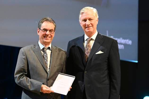 The Fund For Scientific Research Awards BRUSSELS, BELGIUM - NOVEMBER 24 : Peter Starkel (UCLouvain) receives the prize for Biomedical Sciences. King Philippe attends the five-yearly awards ceremony of the (National) Fund for Scientific Research (FRS-FNRS) and the Fonds Wetenschappelijk Onderzoek (FWO). These awards recognise Belgian researchers who have made a significant contribution to their field and promote the international reputation of Belgian scientific research. The disciplines covered include the humanities, social sciences, fundamental biomedical sciences, clinical biomedical sciences, fundamental exact and natural sciences, and applied sciences. The ceremony brings together representatives from the academic, scientific and insti  Copyright: xBertxVanxDenxBrouckex