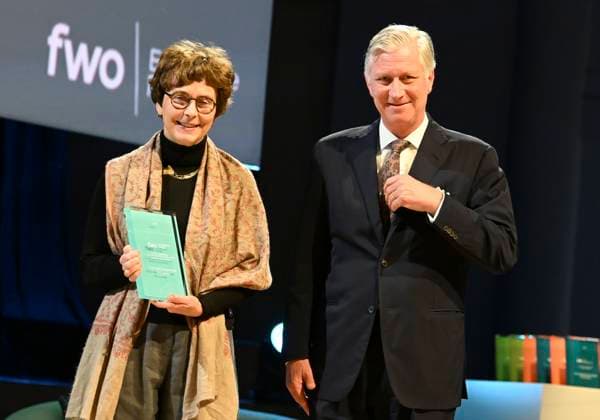 The Fund For Scientific Research Awards BRUSSELS, BELGIUM - NOVEMBER 24 : Ingrid Verbauwheden ( KU Leuven ) receives the prize for Applied Sciences. King Philippe attends the five-yearly awards ceremony of the (National) Fund for Scientific Research (FRS-FNRS) and the Fonds Wetenschappelijk Onderzoek (FWO). These awards recognise Belgian researchers who have made a significant contribution to their field and promote the international reputation of Belgian scientific research. The disciplines covered include the humanities, social sciences, fundamental biomedical sciences, clinical biomedical sciences, fundamental exact and natural sciences, and applied sciences. The ceremony brings together representatives from the academic, scientific and  Copyright: xBertxVanxDenxBrouckex