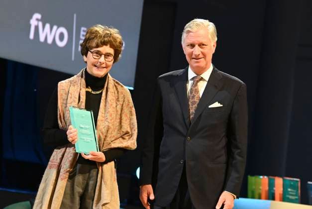 The Fund For Scientific Research Awards BRUSSELS, BELGIUM - NOVEMBER 24 : Ingrid Verbauwheden ( KU Leuven ) receives the prize for Applied Sciences. King Philippe attends the five-yearly awards ceremony of the (National) Fund for Scientific Research (FRS-FNRS) and the Fonds Wetenschappelijk Onderzoek (FWO). These awards recognise Belgian researchers who have made a significant contribution to their field and promote the international reputation of Belgian scientific research. The disciplines covered include the humanities, social sciences, fundamental biomedical sciences, clinical biomedical sciences, fundamental exact and natural sciences, and applied sciences. The ceremony brings together representatives from the academic, scientific and  Copyright: xBertxVanxDenxBrouckex