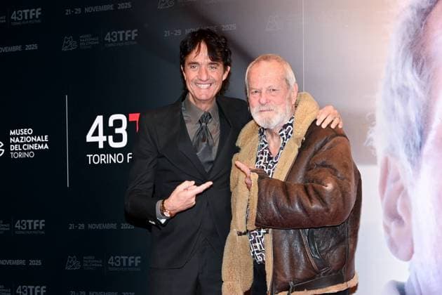43rd Turin Film Festival 2025, Day 3 - Terry Gilliam Photocall. Pictured: Giulio Base, Terry Gilliam  Copyright: xMaurizioxD Avanzox xipa-agency.netx xDxAvanzo xMangiarottix IPA_Agency_IPA68331199