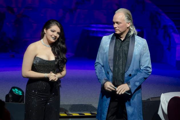 Andre Sarrasani and his daughter Satin 20 present the new dinner show Atlantis On Fire at the Chapiteau am Elbepark in Dresden