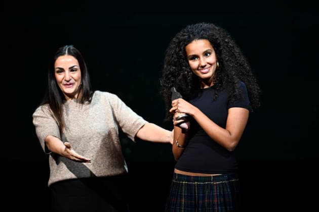STOCKHOLM, SWEDEN 20251124 Minister of Culture Paria Liljestrand M awards the Lilla Augustpriset to Maja Grönroos for her Ketchup The August Prize is awarded during a gala at Dramaten STOCKHOLM SWEDEN x10430x  Copyright: xChristinexOlsson TTx AUGUSTPRISET 2025 _FmPz581g9Y