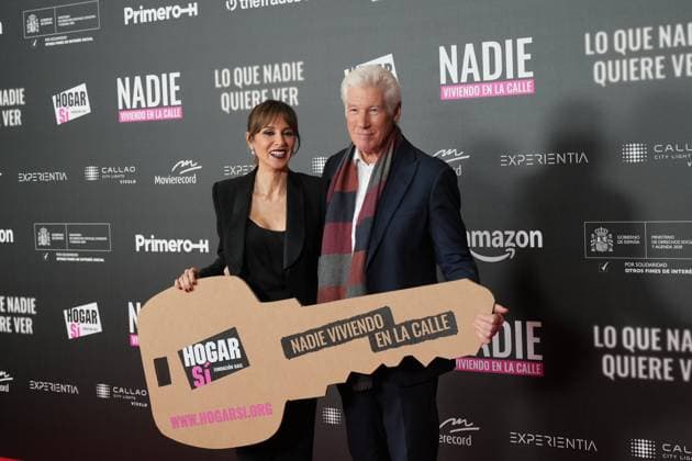 Richard Gere and Alejandra Silva at photocall for premiere documentary short film Lo que Nadie quiere ver in Madrid on Monday, 24 November 2025. Cordon Press 