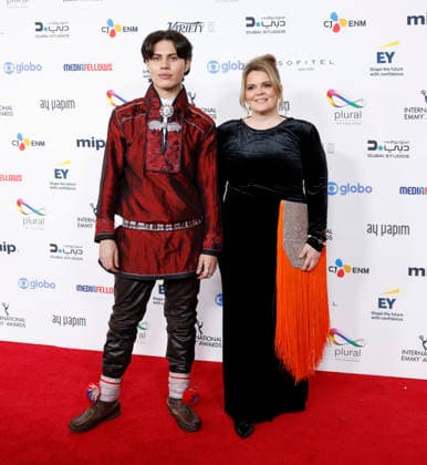Norwegian actor Vegard Bjorsmo and Norwegian producer Silje Burgin-Borch arrive on the red carpet at the 53rd International Emmy Awards at New York Hilton Midtown in New York City on Monday, November 24, 2025.  NYP20251124210 JohnxAngelillo