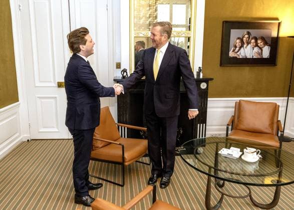 Den Haag, The Netherlands, 2025-11-25 08:55:43 THE HAGUE, 25-11-2025, Huis ten Bosh Palace. Introductory meeting between King Willem Alexander and the new Chairman of the House of Representatives, VVD member Thom van Campen. PHOTO: NLBeeld POOL Albert Nieboer Credit: NL Beeld Patrick van Emst  Copyright: xx x