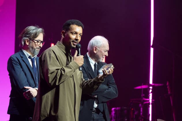 Grands Prix de la Sacem 2025 Ceremony - Paris Waly Dia (Grand prix de l humour) with Alex Jaffray and Don Kent attending the Grands Prix de la Sacem 2025 Ceremony held at Les folies Bergeres theater, in Paris, France, on November 24, 2025. Photo by Mireille Ampilhac ABACAPRESS.COM Paris France  Copyright: xAmpilhacxMireille ABACAx