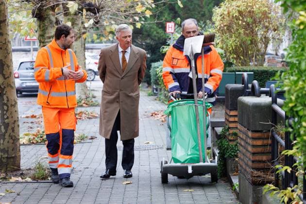 King Philippe - Filip of Belgium pictured during a royal visit to the municipal depot on Avenue Ernest Renan, in Schaerbeek, Brussels, on Tuesday 25 November 2025.  BENOITxDOPPAGNE 144122142