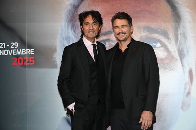 43rd Turin Film Festival 2025, Day 4 - Photocall 127 Hours. Pictured: Giulio Base, James Franco  Copyright: xMaurizioxD Avanzox xipa-agency.netx xDxAvanzo xMangiarottix IPA_Agency_IPA68362232