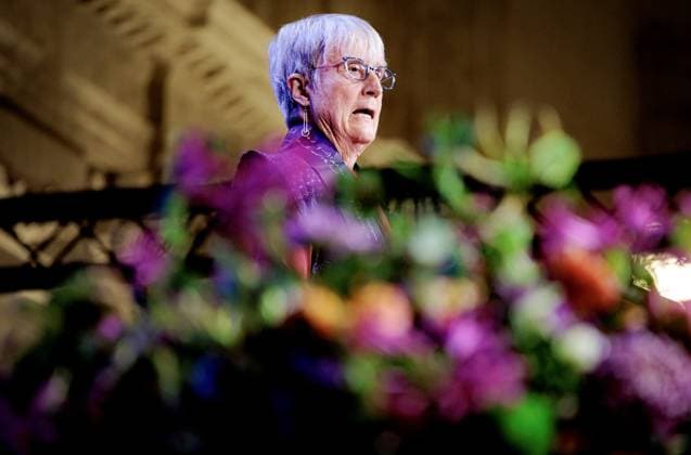AMSTERDAM American philosopher and science historian Donna Haraway at the Erasmus Prize ceremony at the Royal Palace. This year s prize theme is the science of what unites us. ANP RAMON VAN FLYMEN netherlands out - belgium out  Copyright: xx x543047599x originalFilename: 543047599.jpg